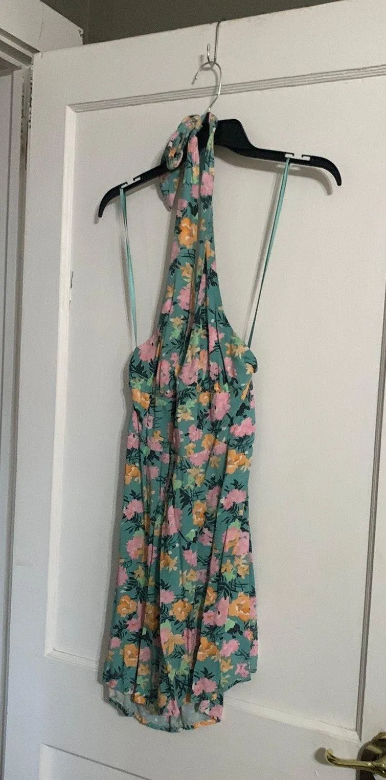 Large Floral Halter Dress Multi - Image 3