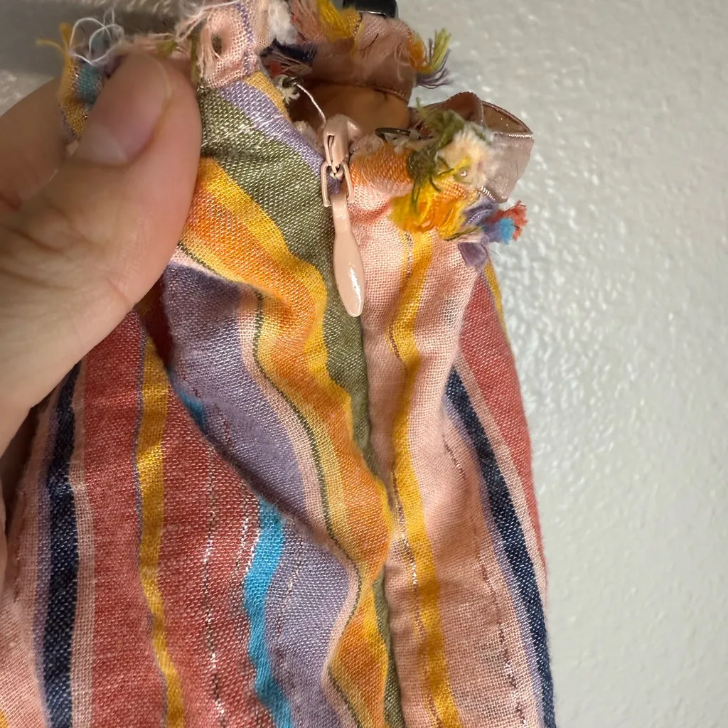 Anthropologie Pilcro Rainbow Pink Strapless Smocked Crop Tube Top size XL - Image 5