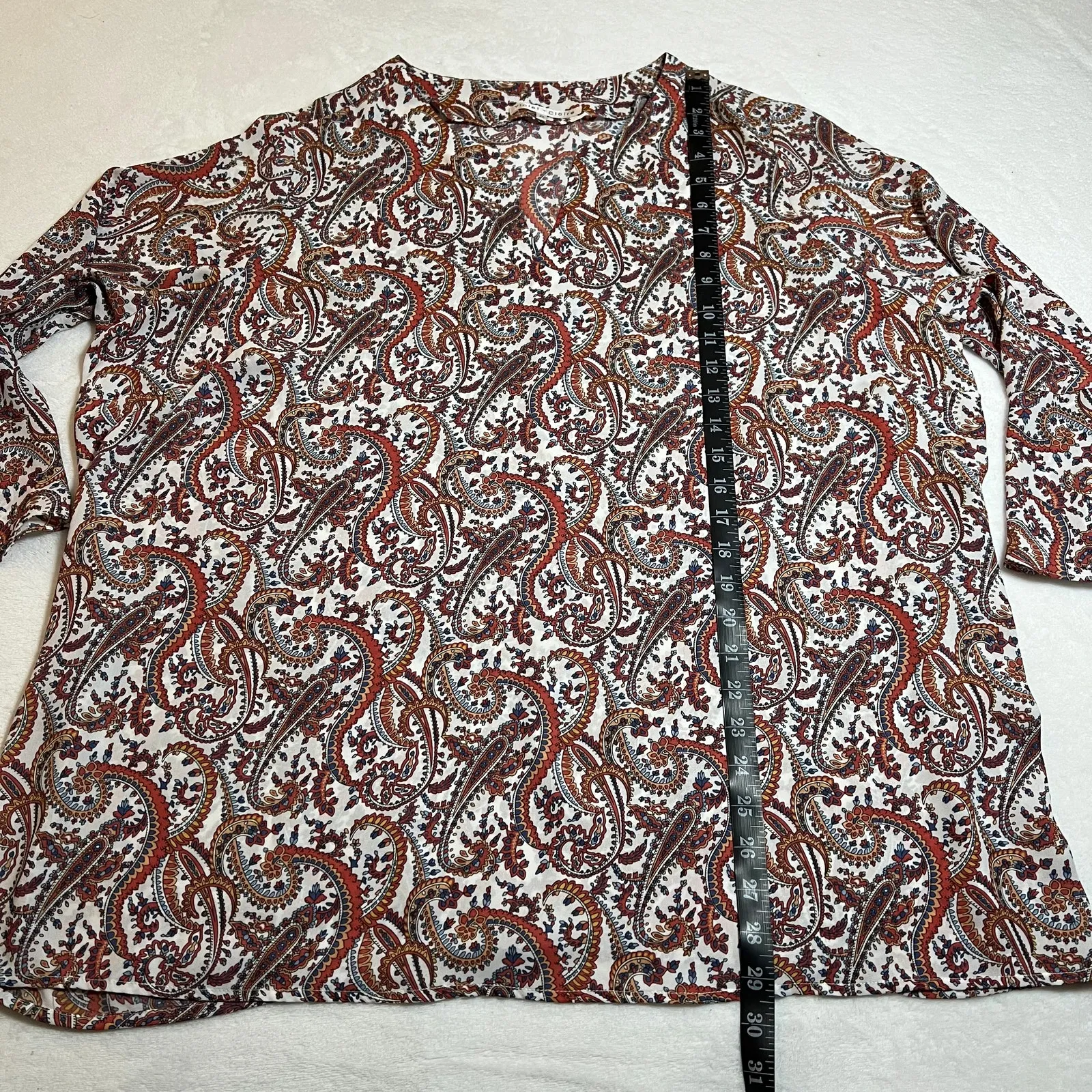Violet + Claire Split Neck Paisley Print Blouse Size 2X Prairie Boho Cottagecore - Image 9