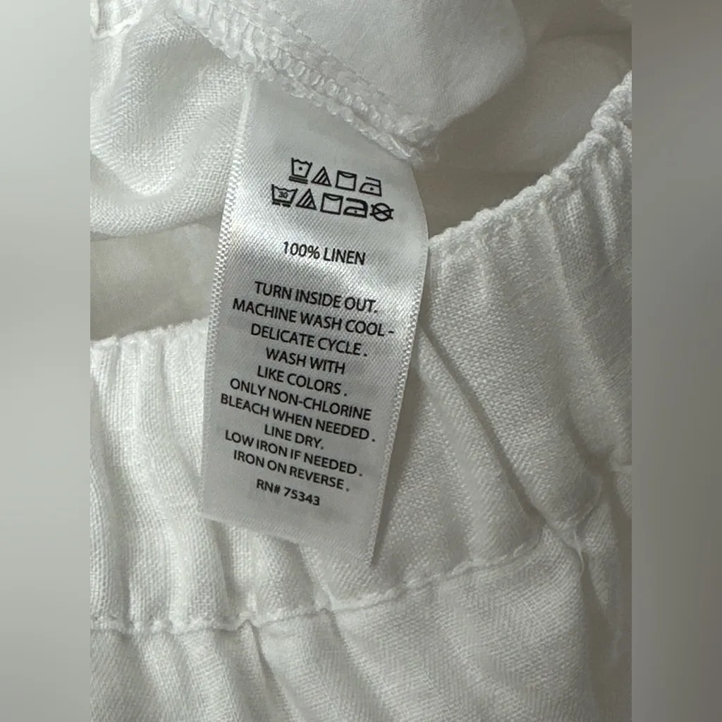 Cynthia Rowley Women’s White Linen Pants Size Large‎ Loose Wide Leg Boho Beach - Image 9