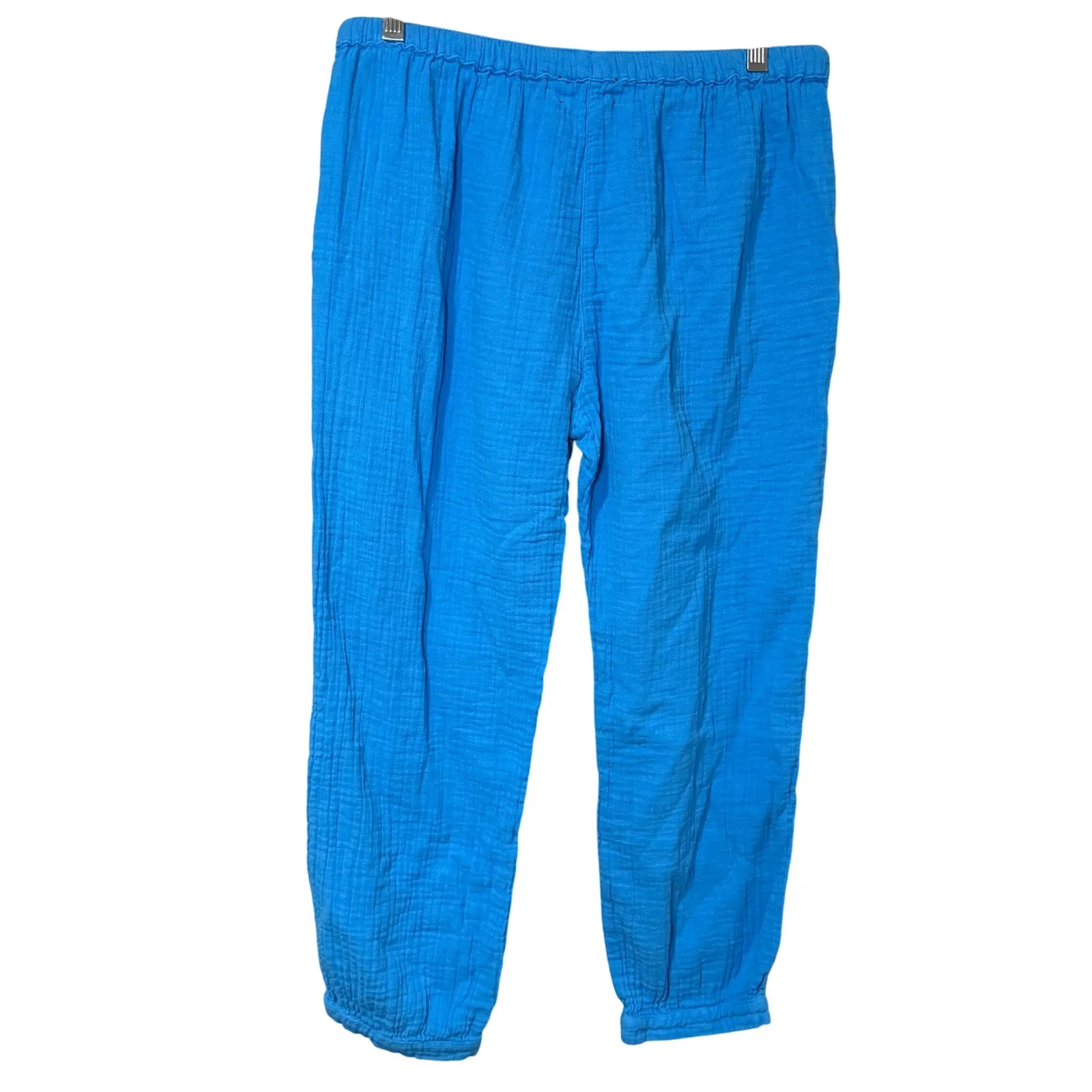 Xirena Jak Cotton Gauze Crinkle Cropped Pants Leisure Loungewear Blue Size Small - Image 4