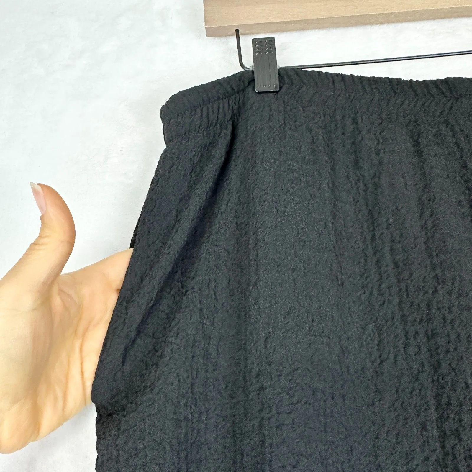 IC By Connie K Crinkle Wide Leg Split Cuff Pull On Pants Size Large Black - Image 5