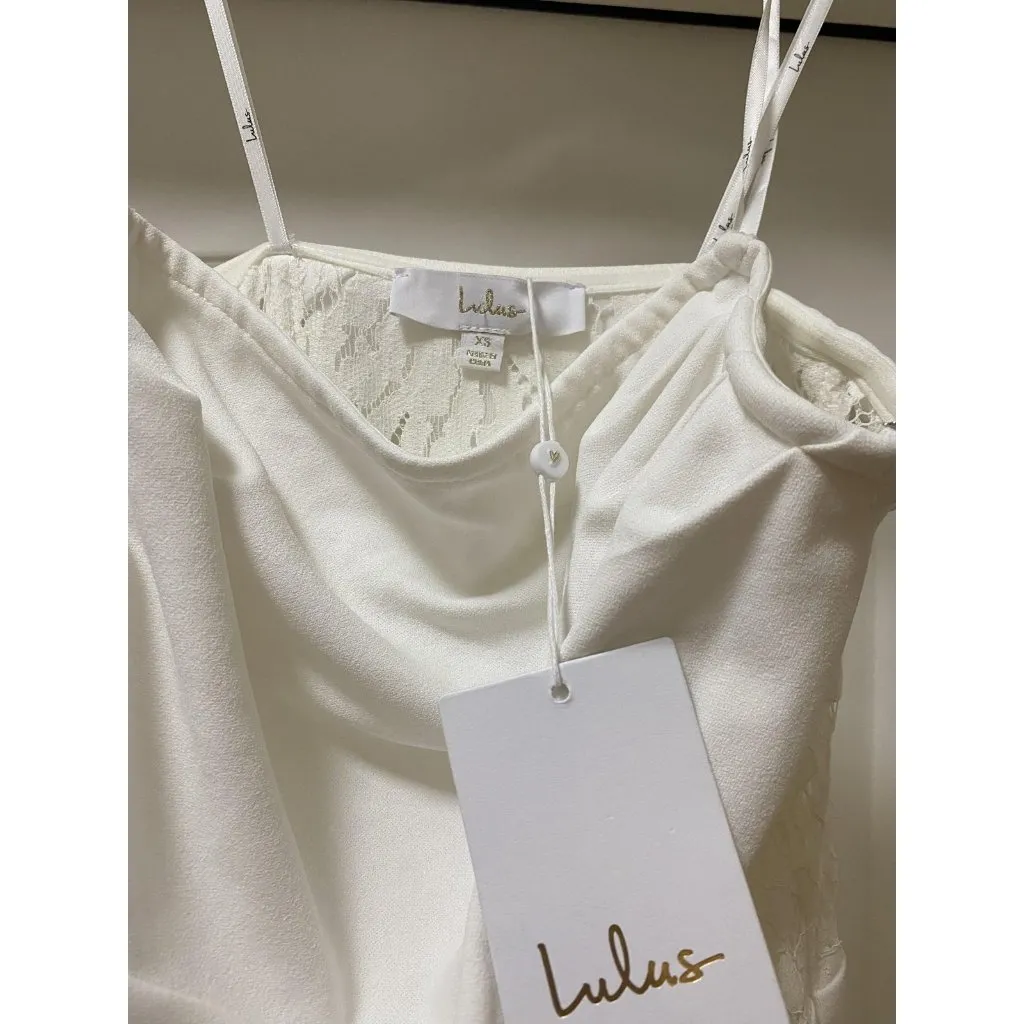 Lulus Avowed Adoration Dress Womens XS White Slip Maxi Strappy Bridal Wedding - Image 3