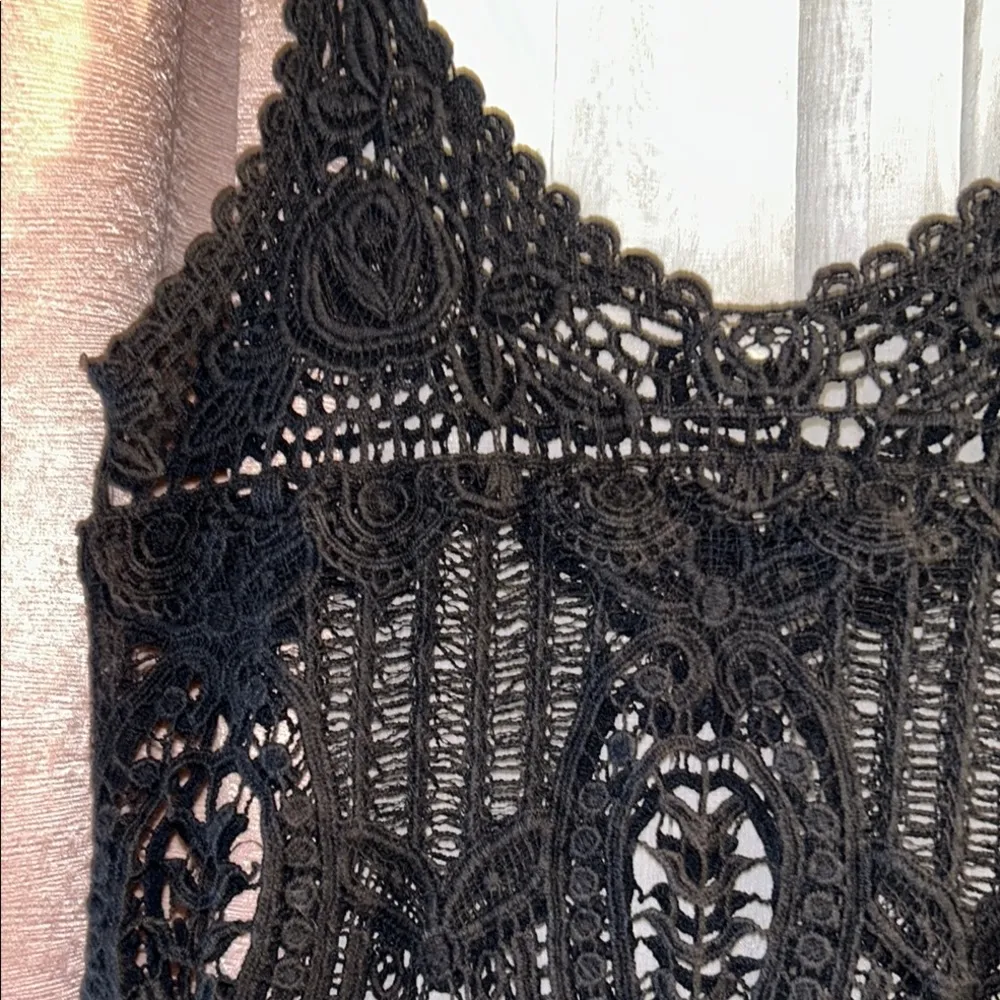 Size M Black Crochet Fringe Tank Top - Image 9