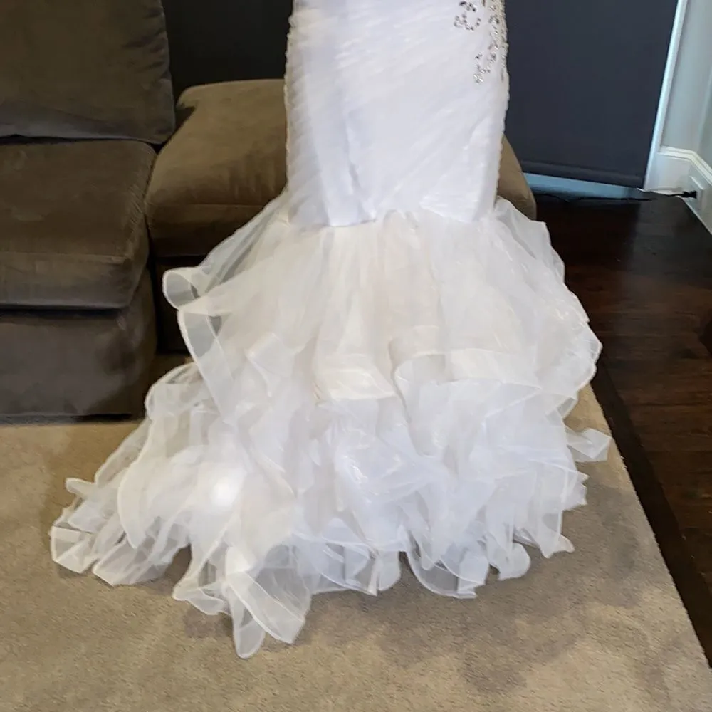 Women’s Wedding Dress with Side Design Ruffles & Corset Back Size L NWOT White Size L - Image 7