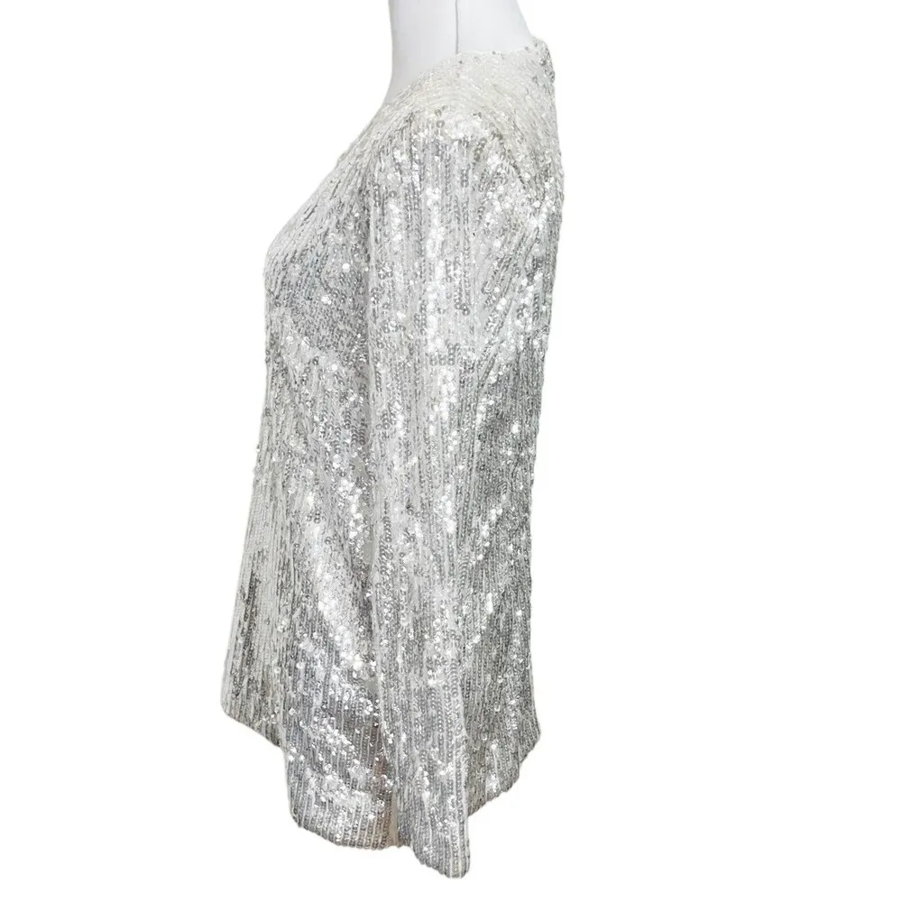 Majorelle Ash White Silver Sequin Shimmer Mini New Years Eve Dress Womens Size S - Image 4