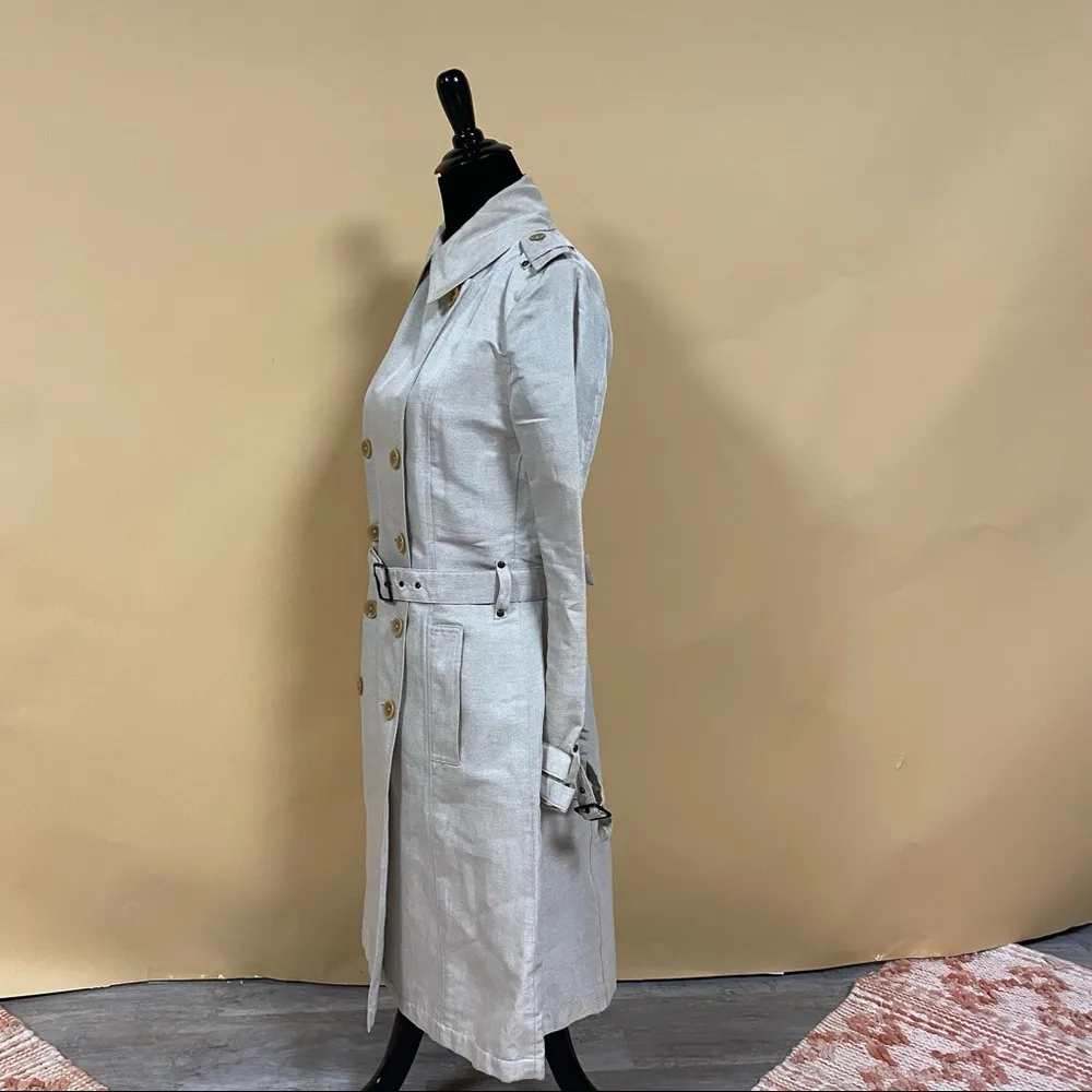 Visconf Structured Cream Trench Coat Made in Italy Size M - Image 8