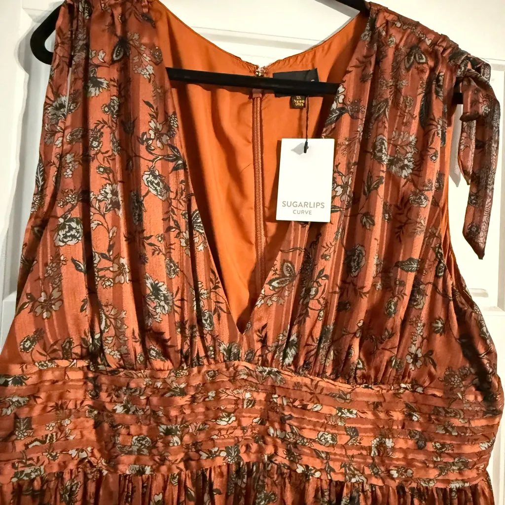 Sugarlips Rust Floral Maxi Dress - Image 3