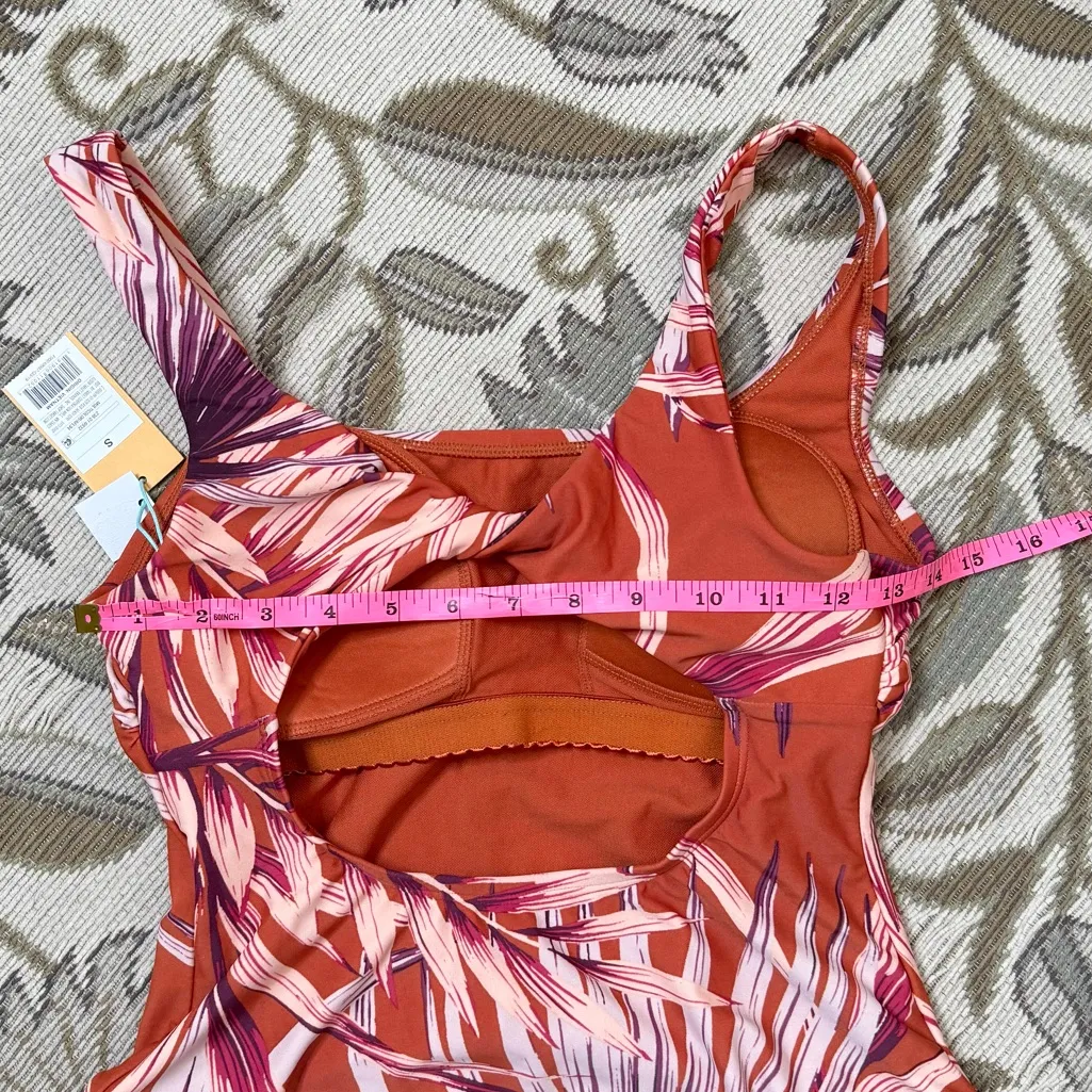 Kona Sol Swimsuit One Piece Tropical Palm Leaves S Small New - Image 3