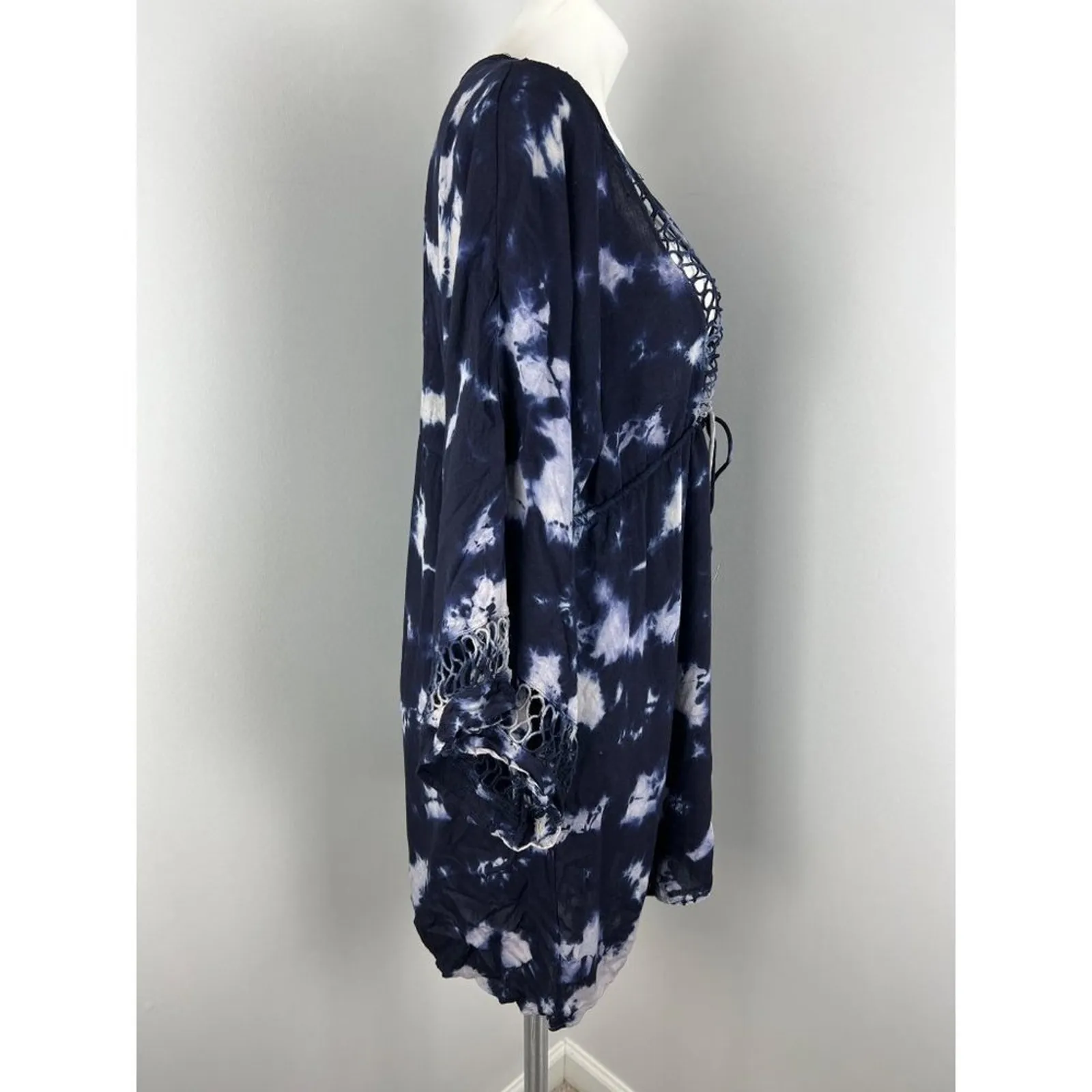 Raviya Blue Tie Dye Beach Swim Cover Up 0X Vacation Resort Bohemian - Image 5