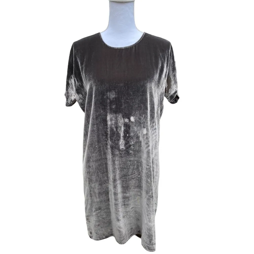 Madewell Velvet Bow Back Tee Dress Short Sleeve Gray Women's Size XXS - Image 5