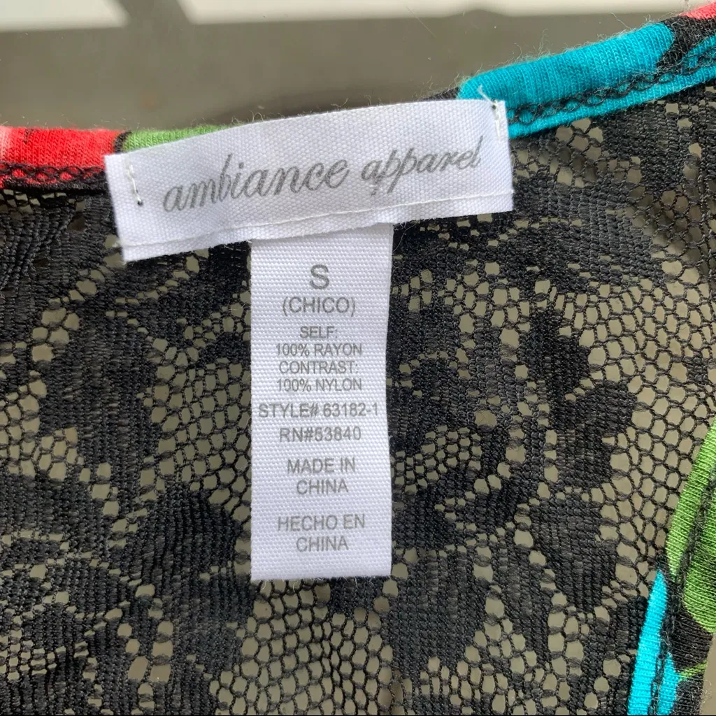 Ambiance Apparel Floral Roses Lace Back Top in Black - Image 4