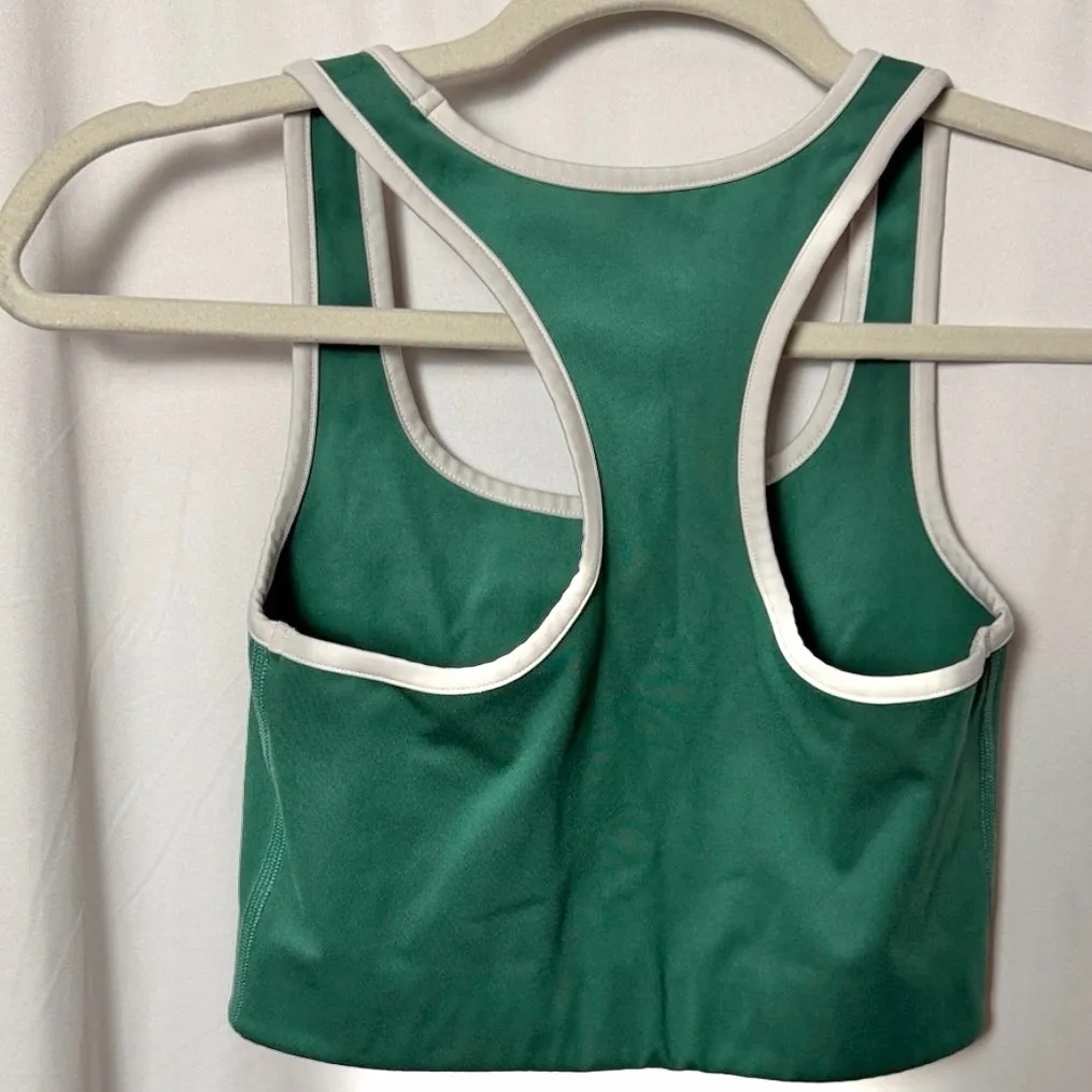 Girlfriend Collective Green Racerback Sports Bra with White Trim Size Small - Image 2