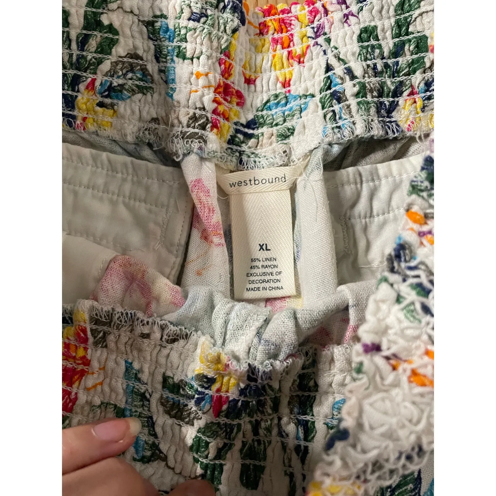 B95 New Womens Westbound Linen Rayon Tropical 🌴Print Pants Elastic Waistband XL - Image 4