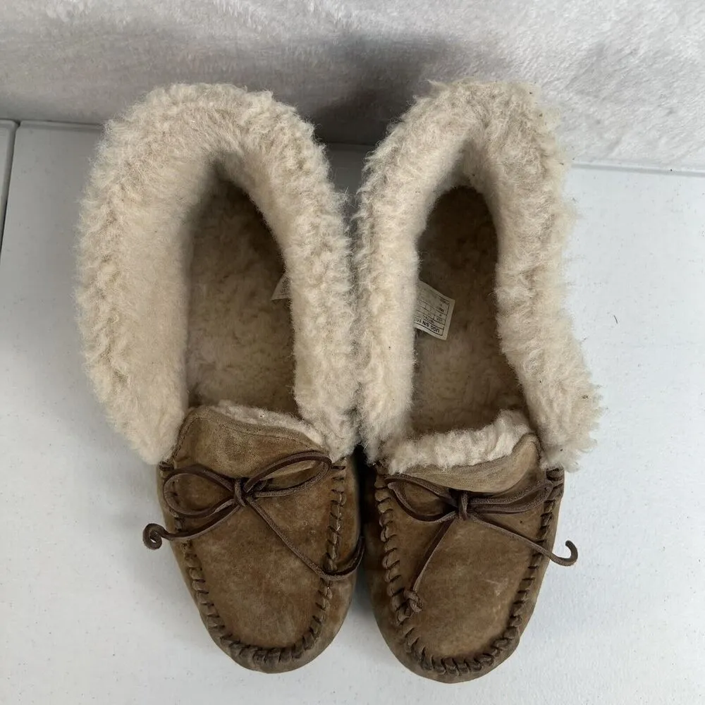 UGG Sz 8 Alena Moccasin Slippers 1004806 Shearling Chestnut Suede Bootie Shoe - Image 6