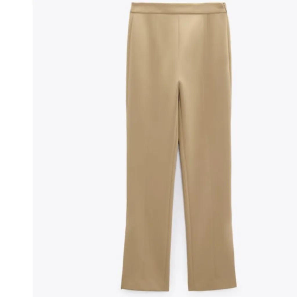 NWT ZARA SPLIT-HEM SKINNY TROUSERS  High-waist Camel - Image 5