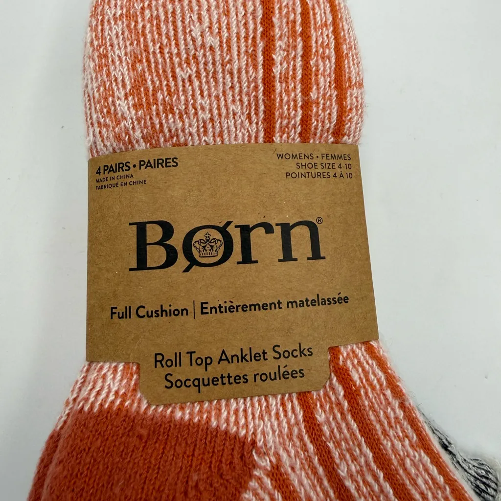 BORN Roll Top Anklet Socks 4 Pairs Full Cushion Orange - Image 2