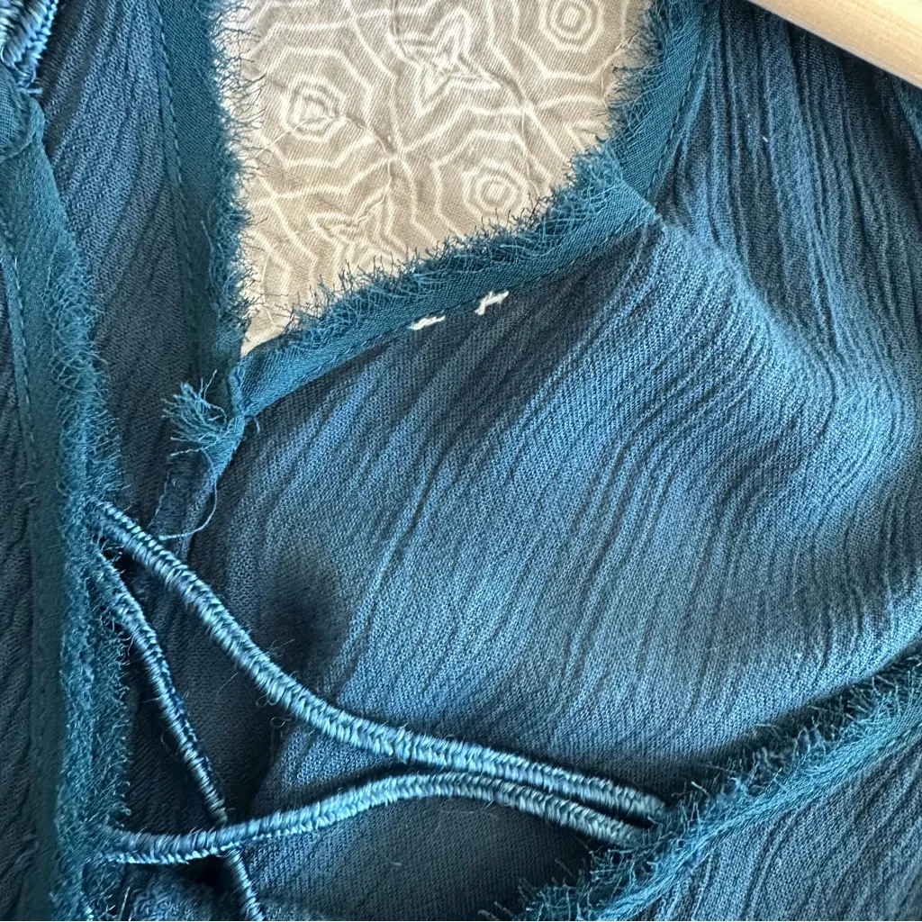 Free People Wicked Spell Tunic Mini Dress Teal Blue Boho Embroidered Size M - Image 12