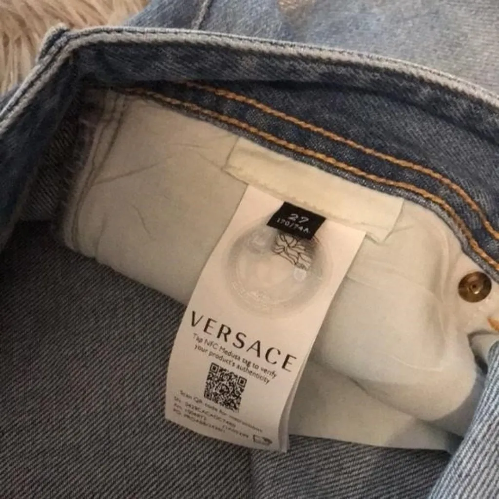 💯 New Authentic VERSACE High-Rise Cotton Jeans size 27 - Image 11