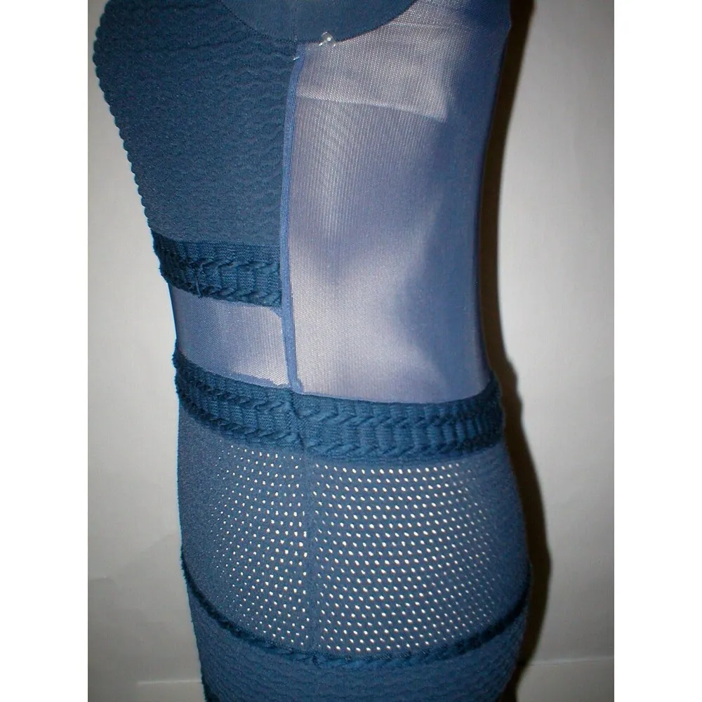 New Womens $535 Rag & Bone Navy Blue Dress Sheer Knit Marbella Medium M Cocktail - Image 11