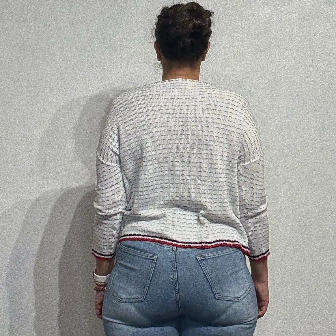 Happy Sheep White Sweater Cardigan Sz S - Image 9