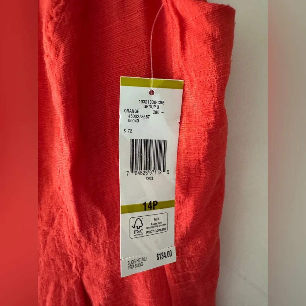 NEW!! Nine West Bright Orange Coral Sleeveless Nylon Dress - Image 5