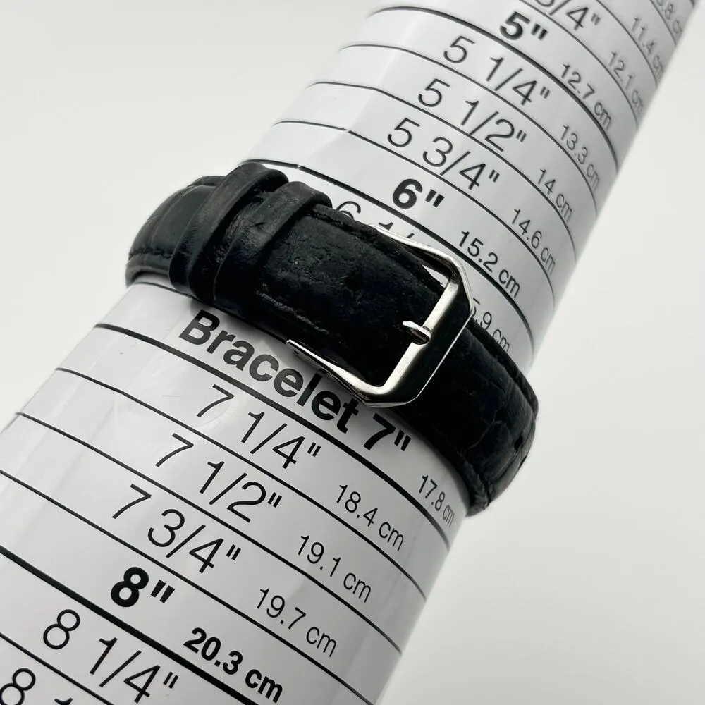 Gruen Silver atone Crystals Mother Pearl Black Leather Women’s Watch New Battery - Image 8