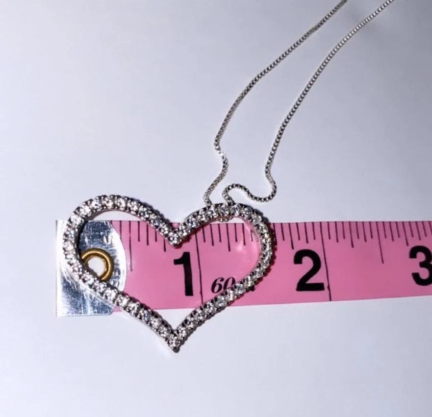 1.5” Heart Shaped Pendant With Necklace Silver - Image 3