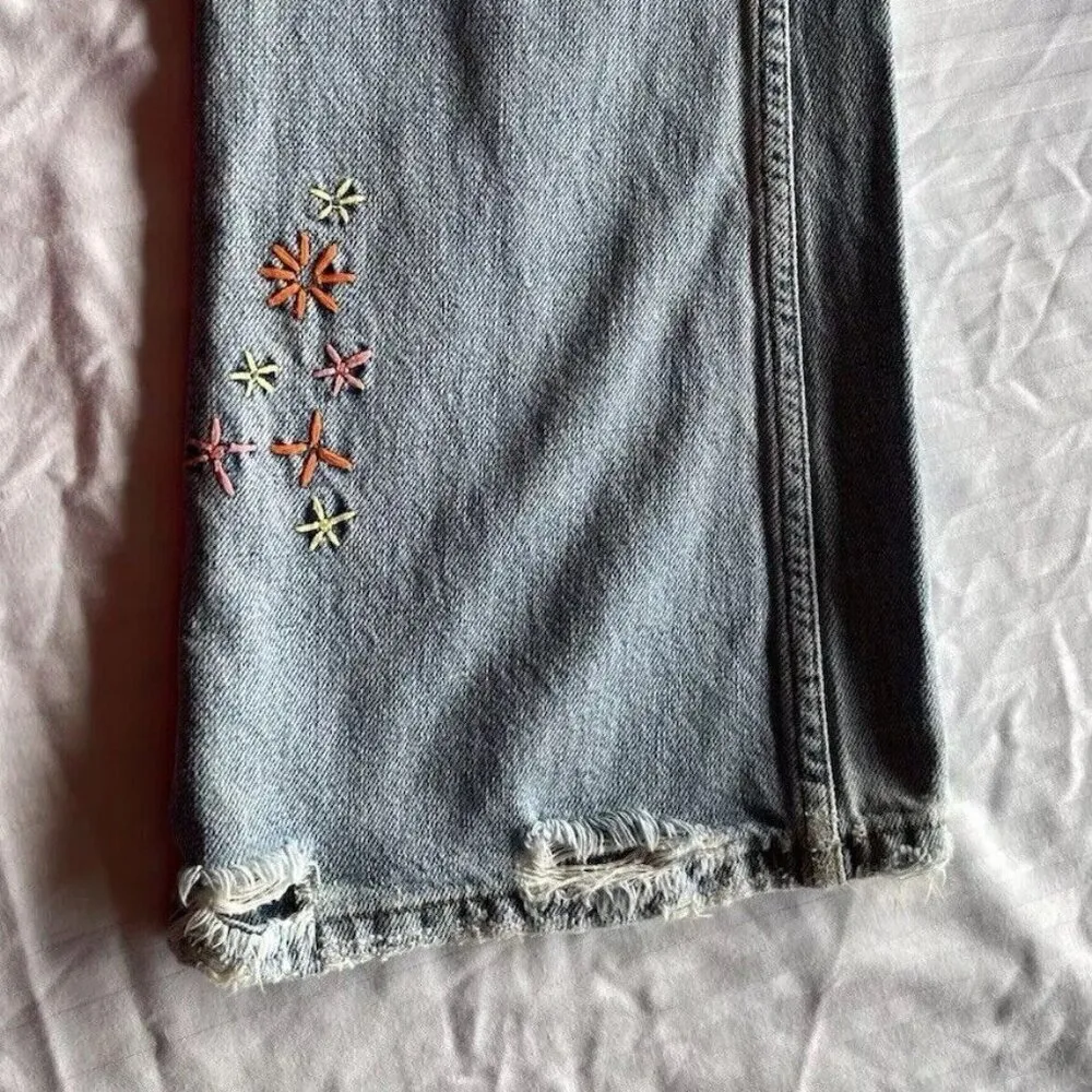 Vintage Hollister Jeans Women's Denim Flared Bell Bootcut Colorful Flower Sz 7 - Image 15