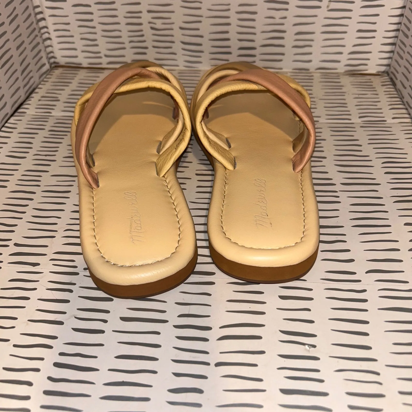 Madewell The Leeandra Slide Sandals Buttered Scone Multi Leather Crisscross 8.5 - Image 5