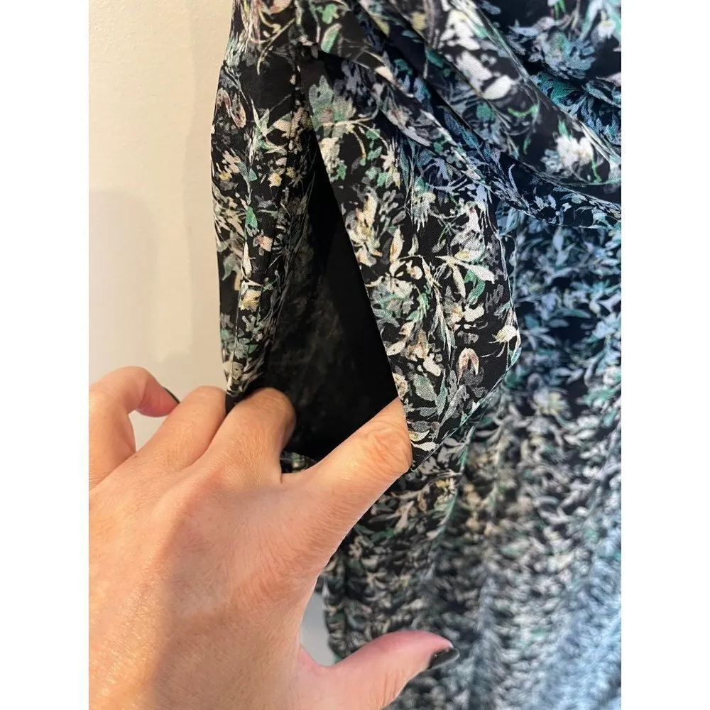 Greylin Black Green And White Floral Print Criss Cross Front Wide Leg Jumpsuit S - Image 8