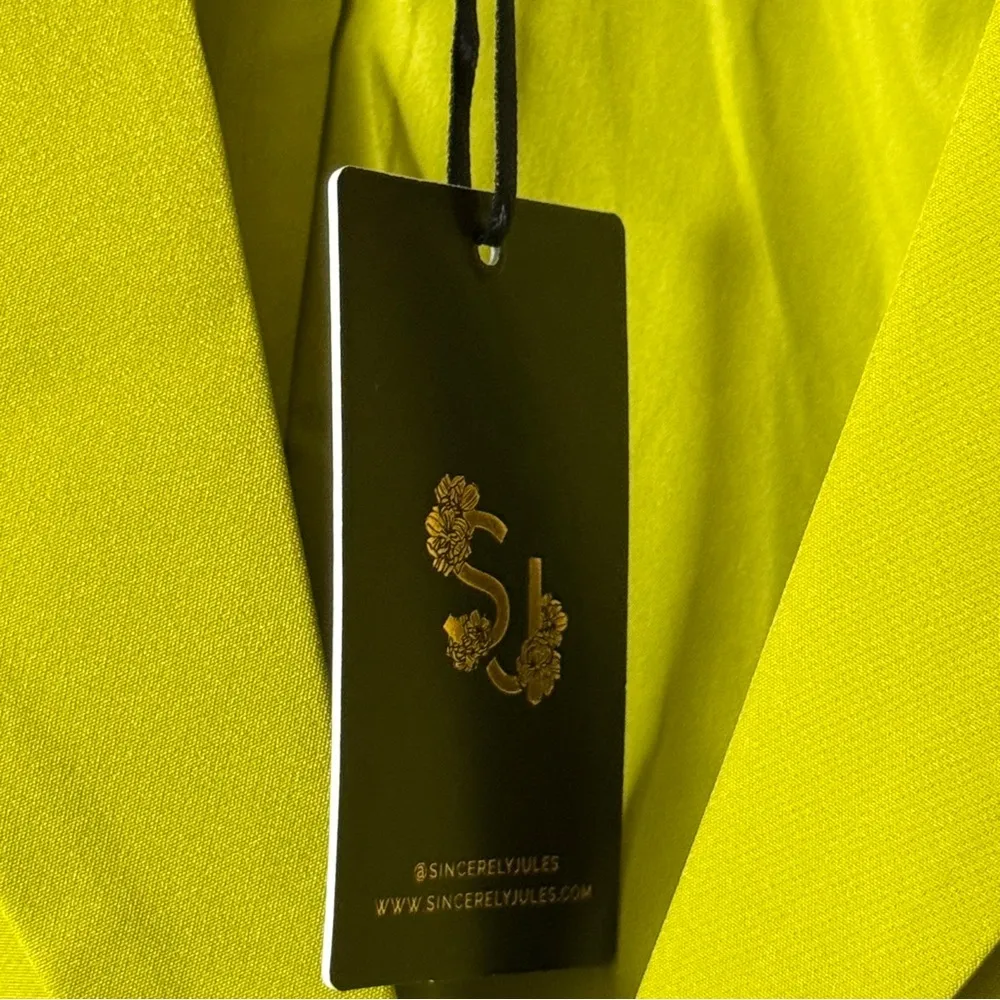 Sincerely Jules Women's Lime Green Blazer One Button Front Pockets Sz S NWT - Image 4