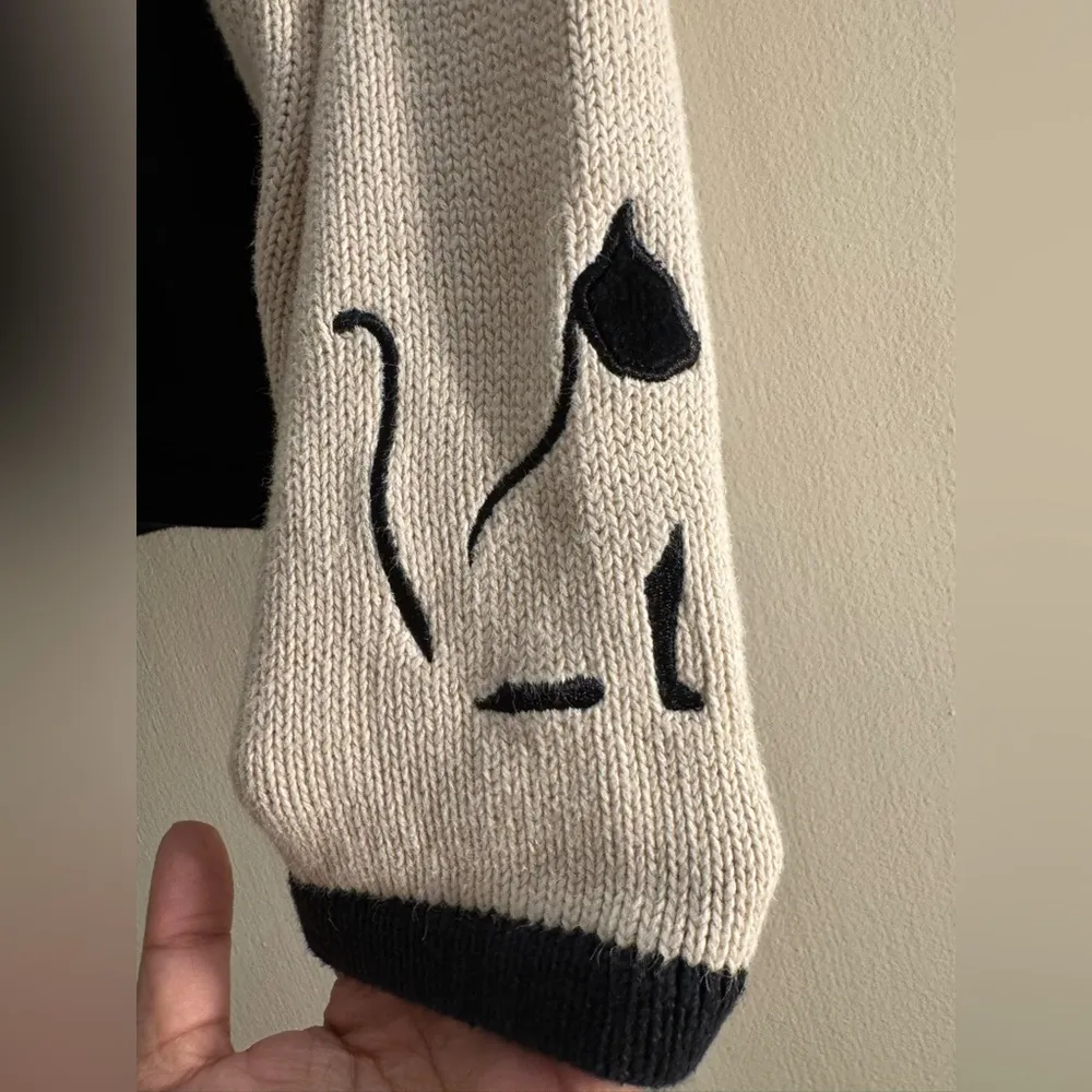 CHRISTOPHER & BANKS Women's L Novelty Cat Embroidered Button Long Sleeve Sweater - Image 8