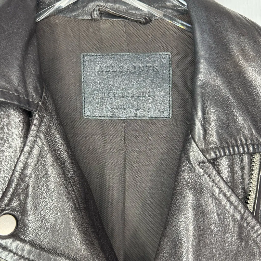 All Saints Balfern Leather Biker Jacket Size 2 US - Image 8