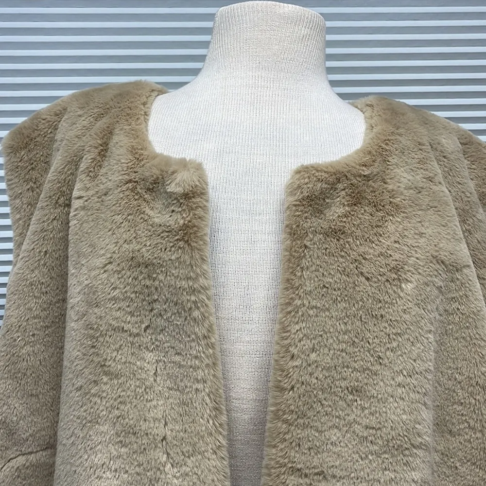 Nili Lotan for Target NWT Fields Of Rye Tan Faux Fur Open Front Vest 4X - Image 3
