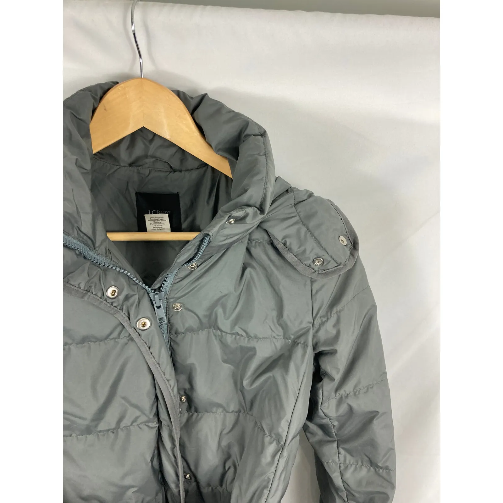 J Crew Grey Down Puffer Coat Size XS - Image 2