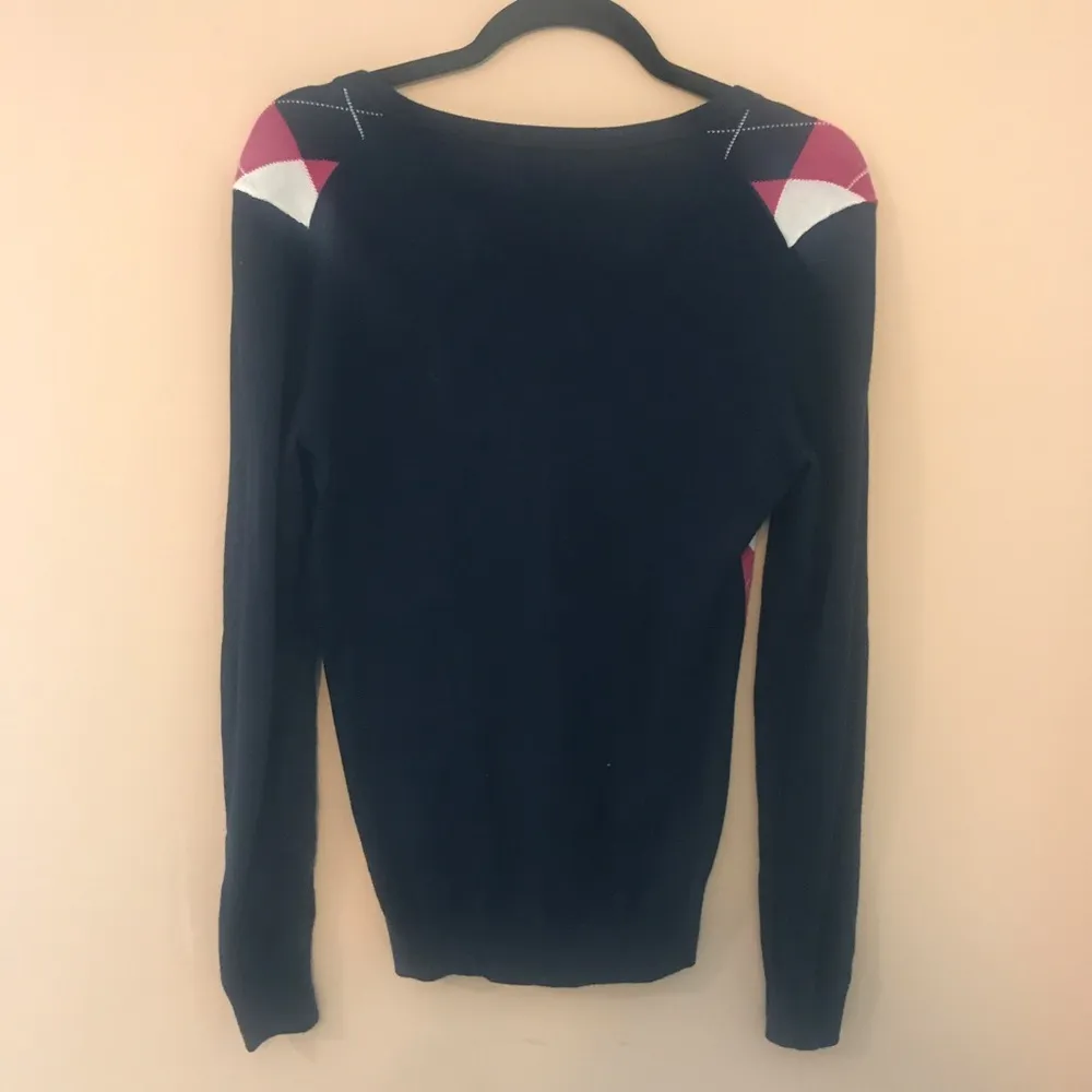 Tommy Hilfiger Navy and Maroon Argyle Sweater - Image 2