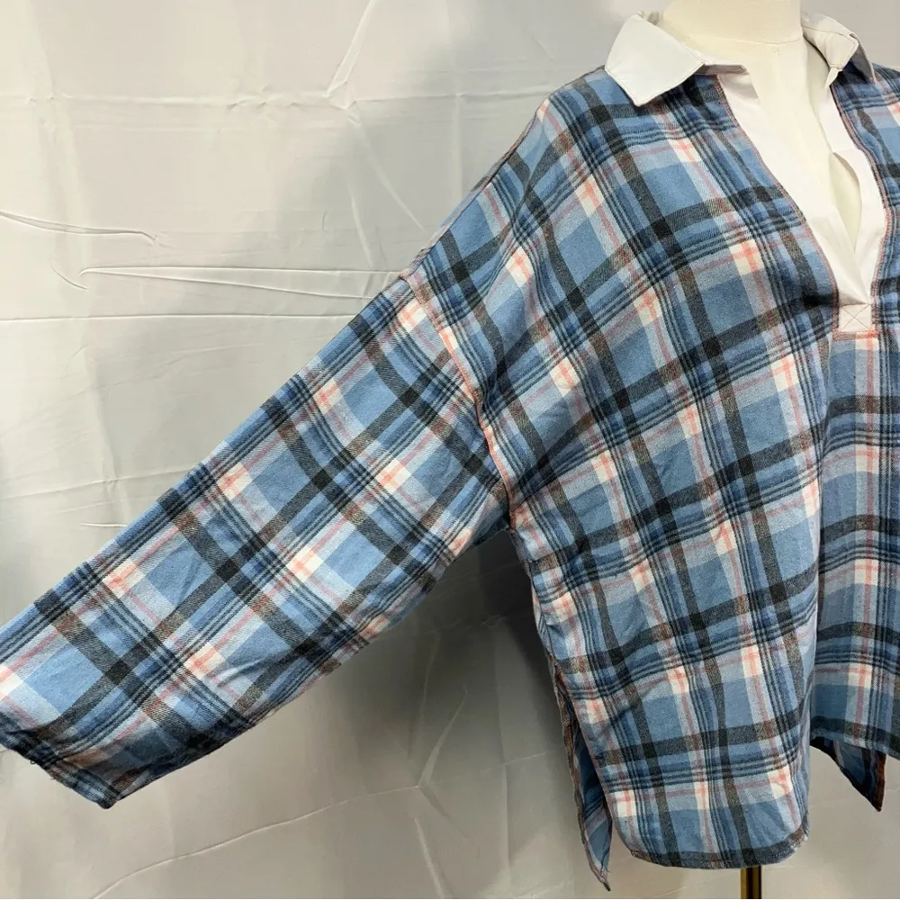 Free People Intimately Women's Sunday Morning Plaid Cotton Sleep Shirt Size S - Image 5