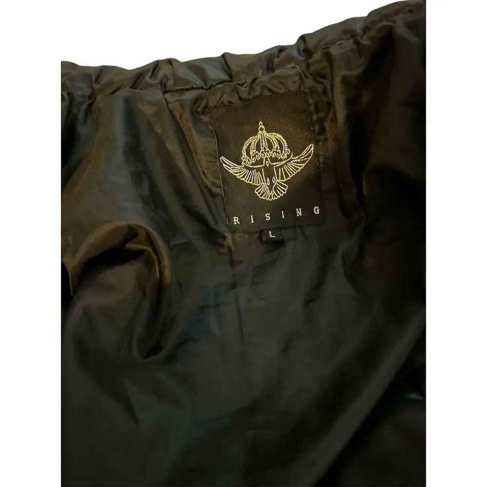 Rising Women's Black Cropped Puffer Jacket Size L High Neck Quilted Size L - Image 3