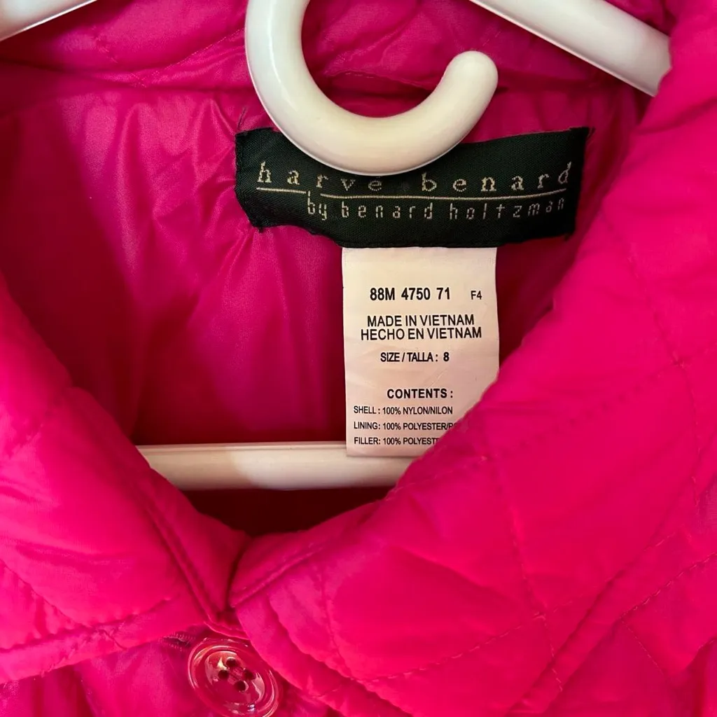 NWOT Harve Benard Quilted Jacket Sz 8 Hot Pink - Image 7