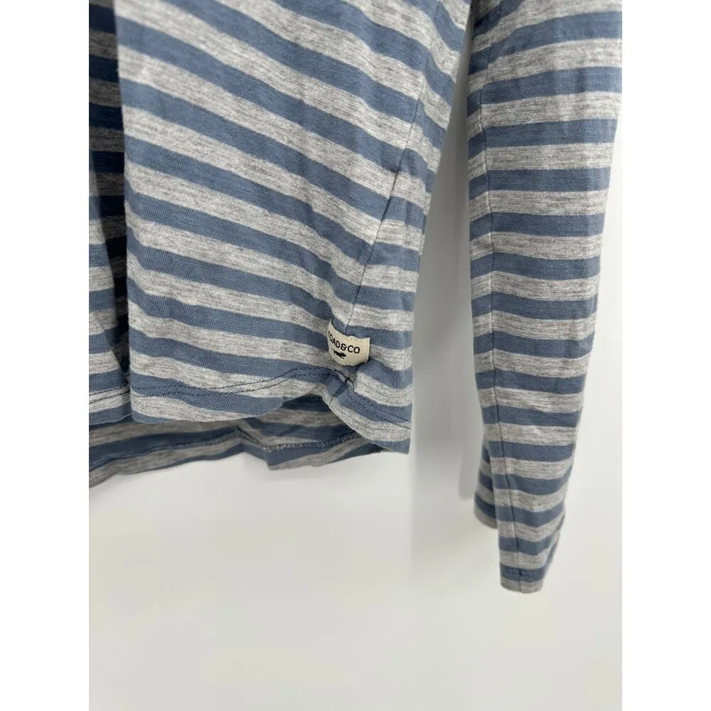 Toad & Co Women Shirt Long Sleeve Gray Blue Striped V Neck Cotton Size S/M - Image 3