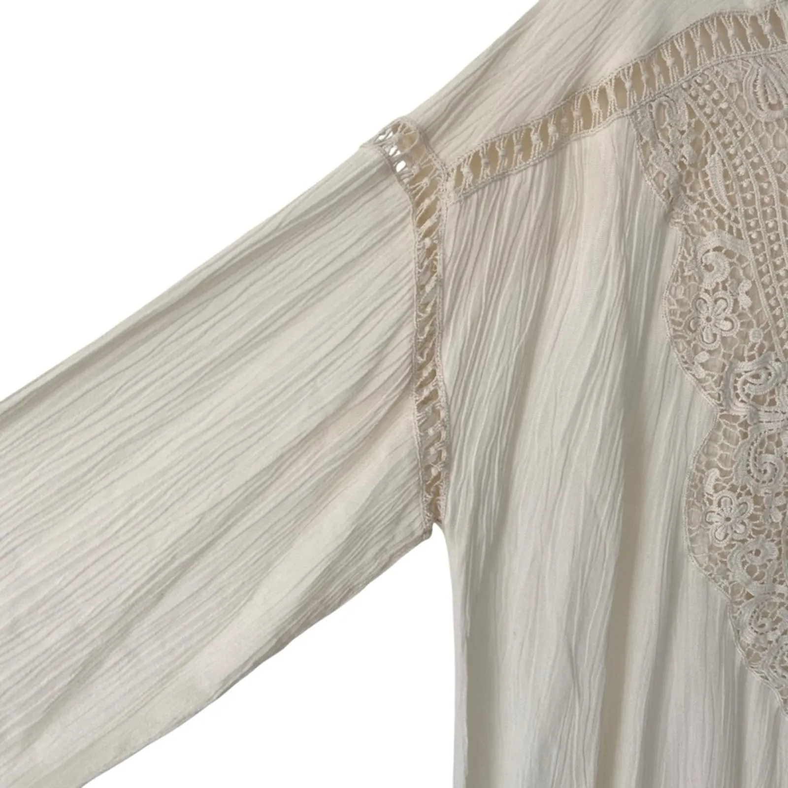 Sundance Savannah Cream Ivory Lace Front Blouse size medium - Image 4