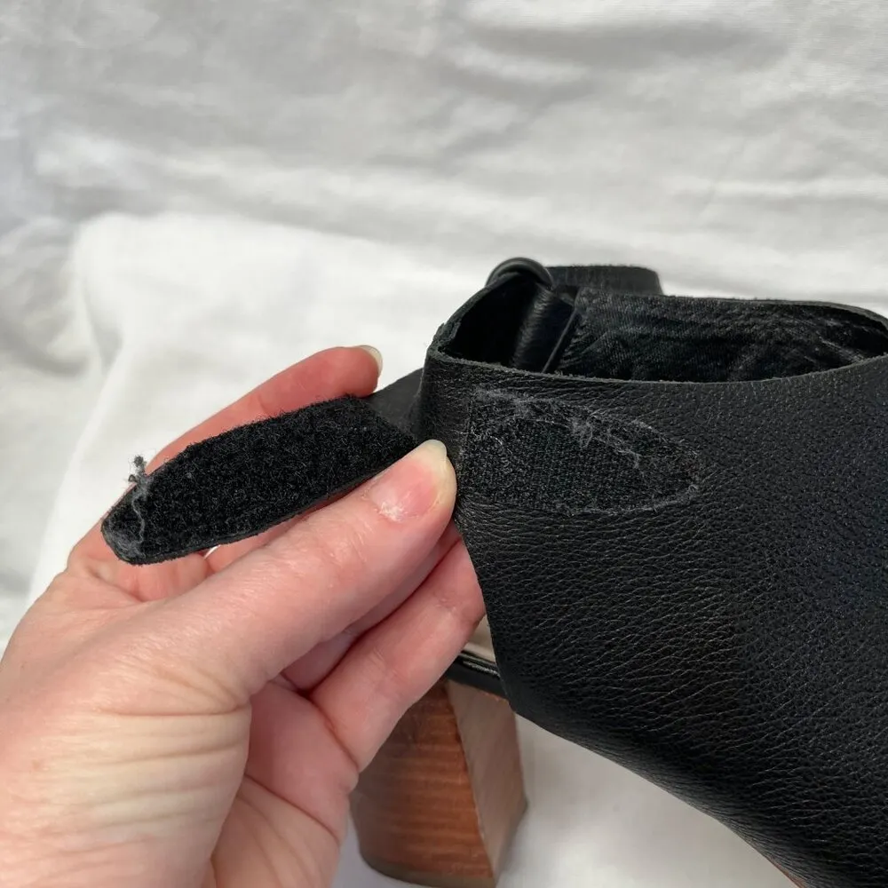 Loeffler Randall Black Leather Peep toe Block Heeled Sandals 9.5 B - Image 4