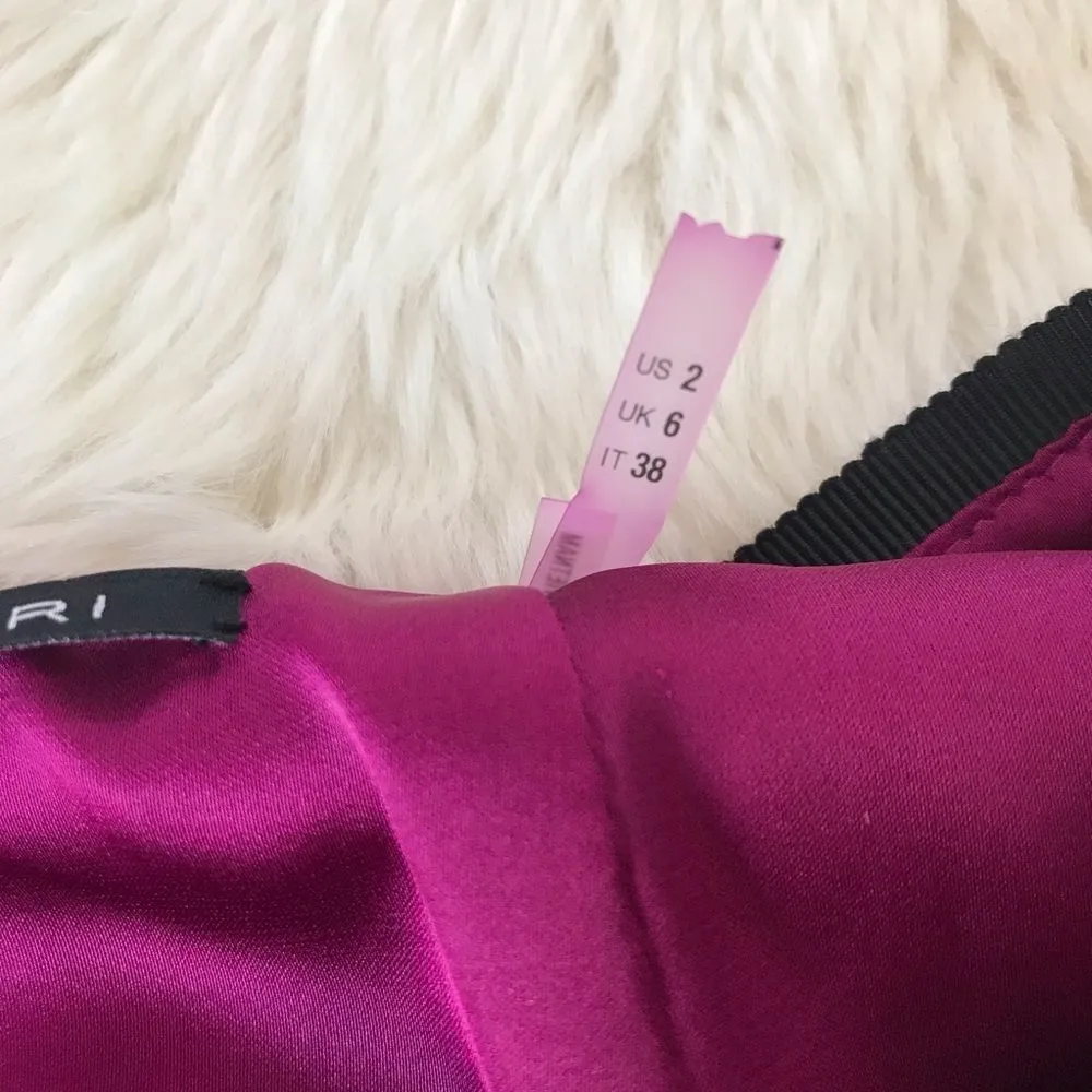 ELIE‎ TAHARI Purple Metallic Tweed Pencil Skirt Mini Wool Asymmetrical Size 2 - Image 5