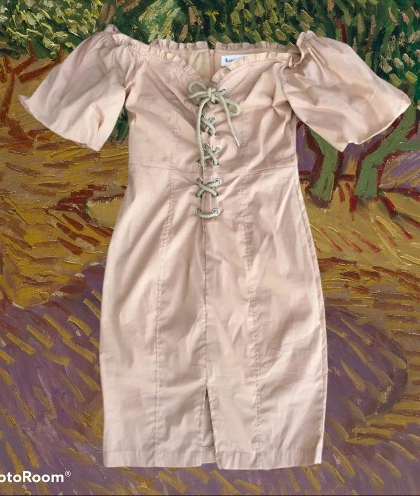 Boutique Dress Off Shoulder Khaki NWT Womens Small Size undefined - Image 7