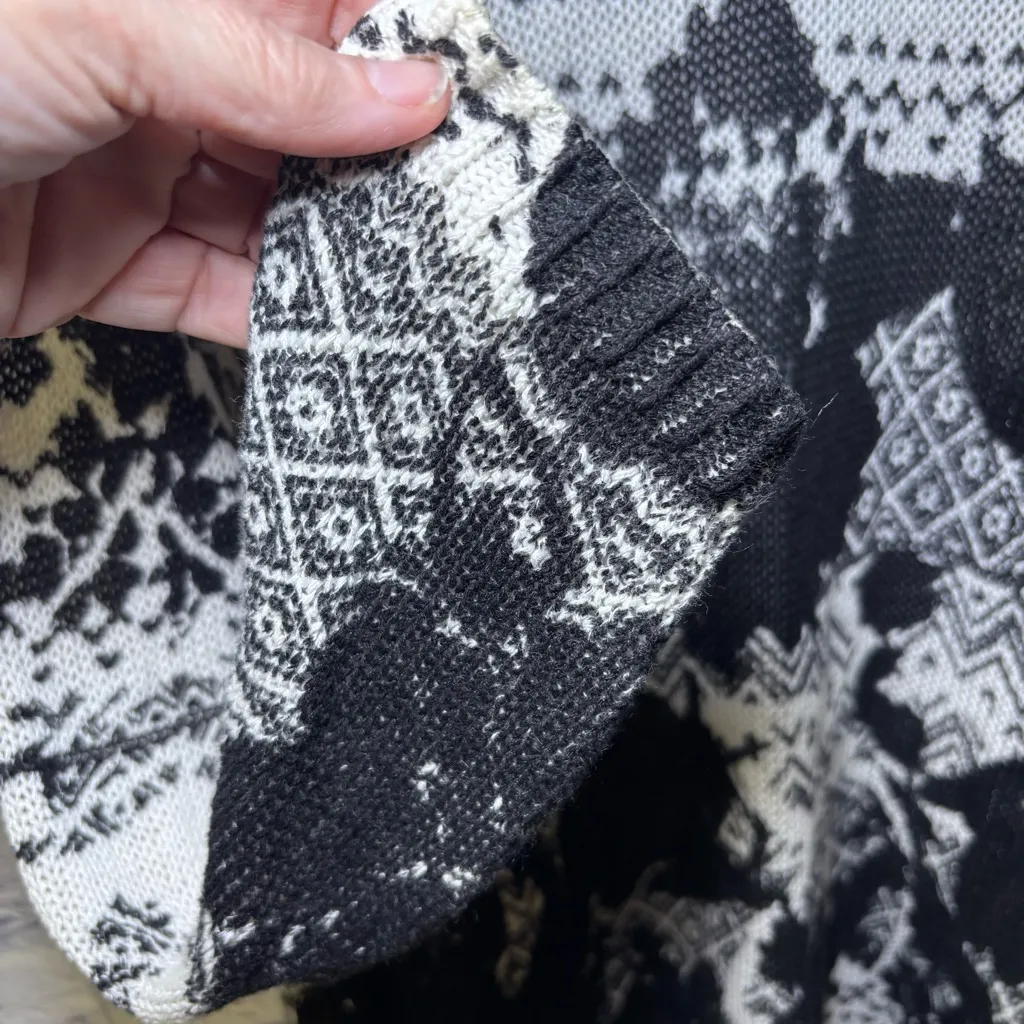 Chicos black white linen blend open front long cardigan sweater women’s Size 2 - Image 8