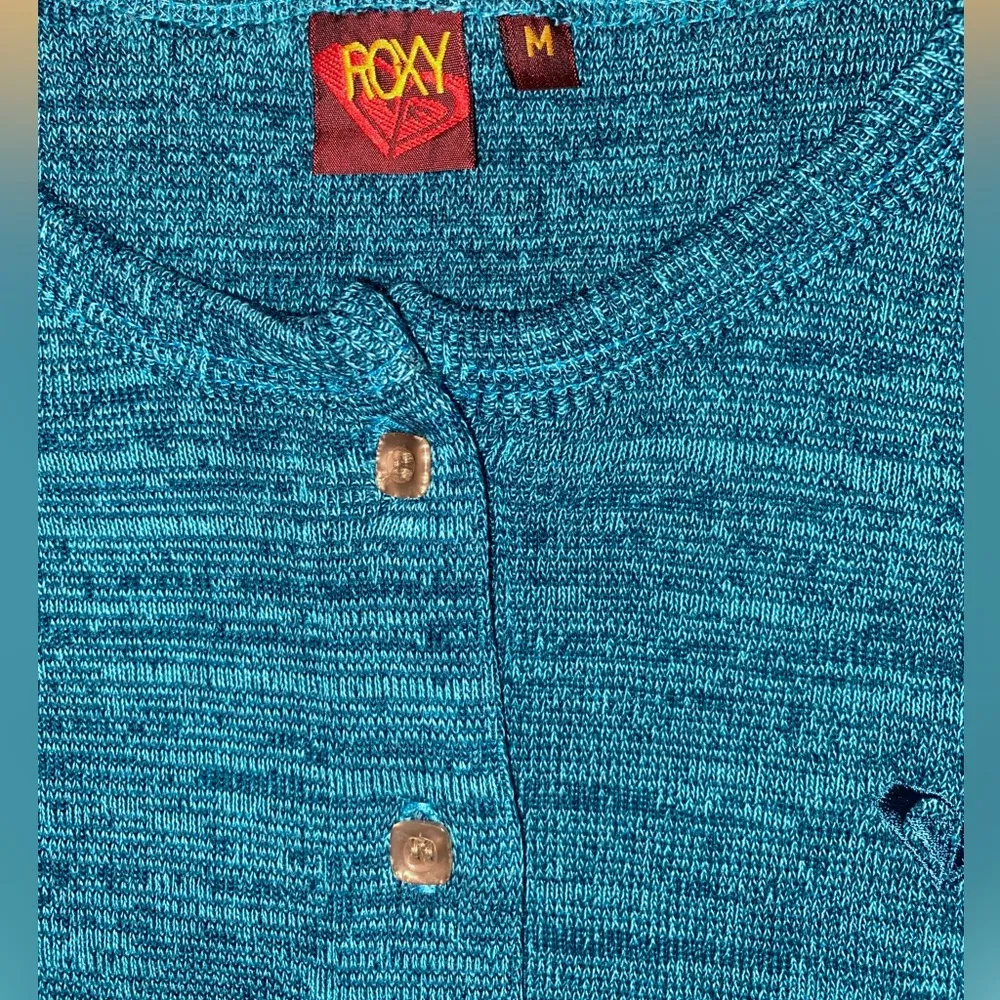 Roxy y2k  teal button up sweater - Image 4