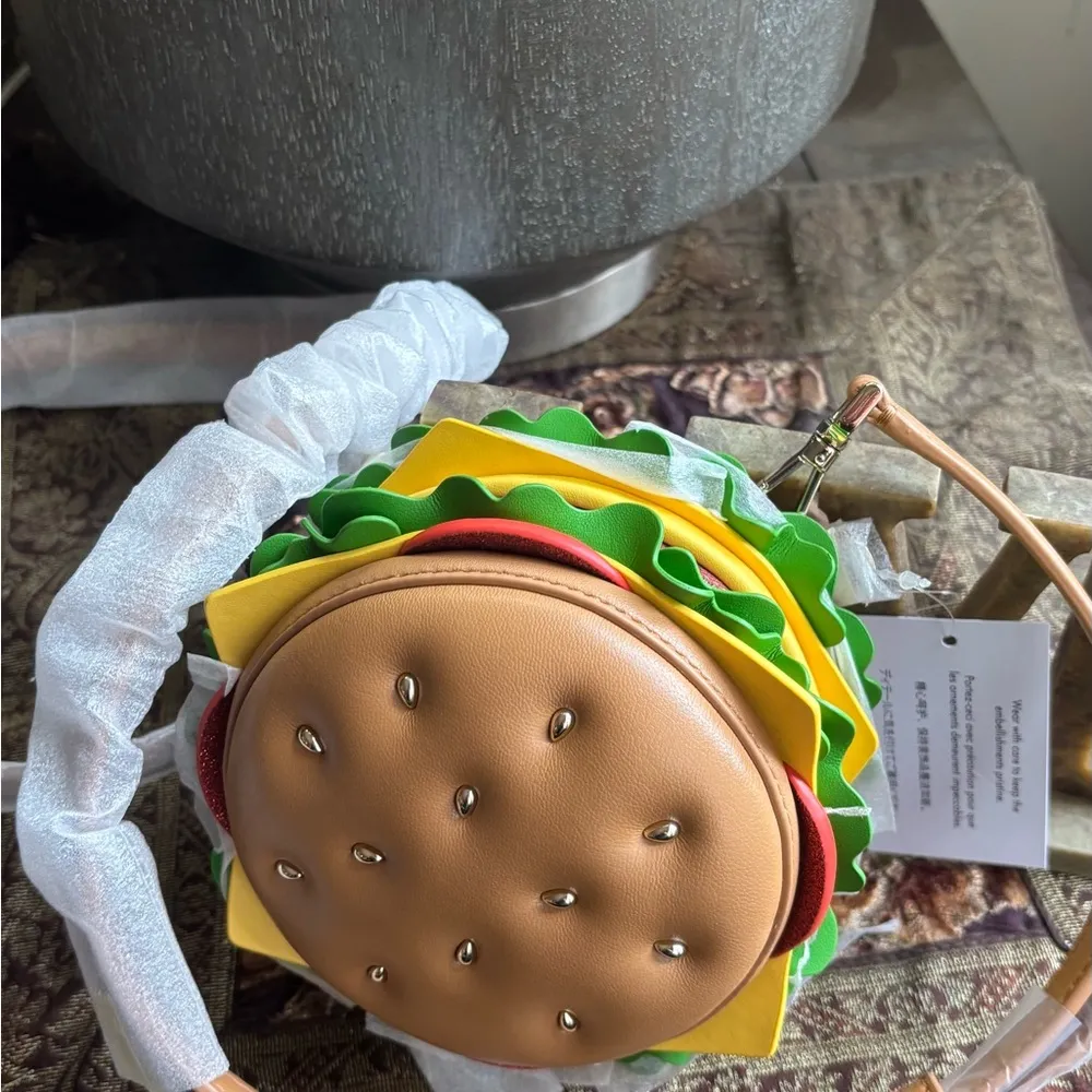 Authentic Kate spade Leather Burger zip around embellished Crossbody Brown - Image 13