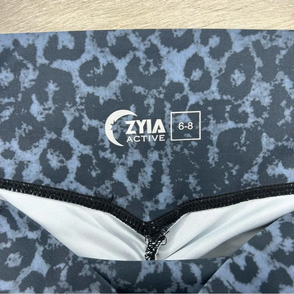 Zyia Scrunchy Light N Luxe leopard print ruched 7/8 athletic leggings size 6-8 - Image 5