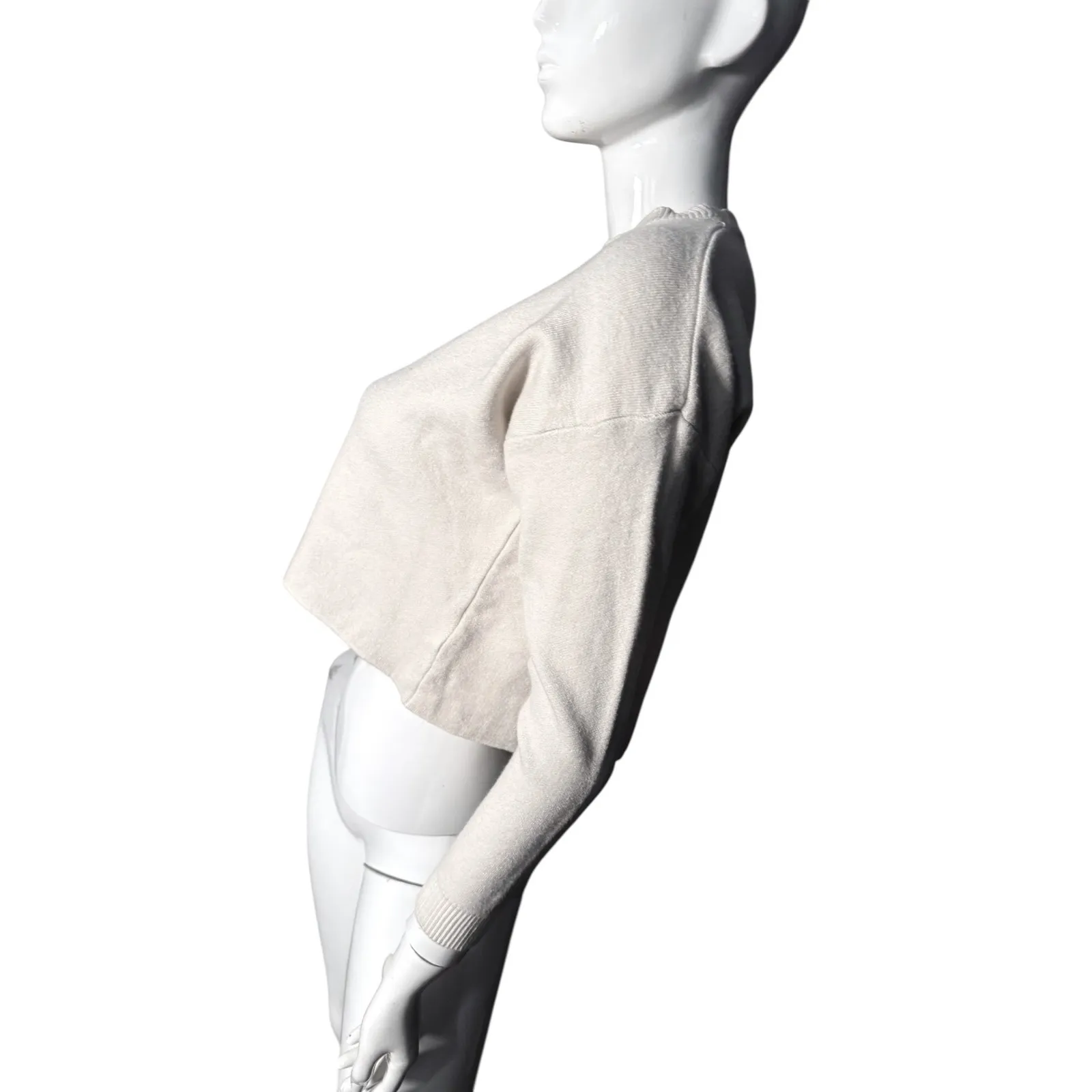 ZOYA Cream sweater Cropped Sweater 3/4 Sleeve Crew Neck Knit Women's soft S/M Size M - Image 5